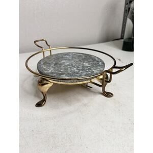 Vintage Atlantic Precision Works Round Warmer Gold Tone Buffet Trivet 101 WORKS
